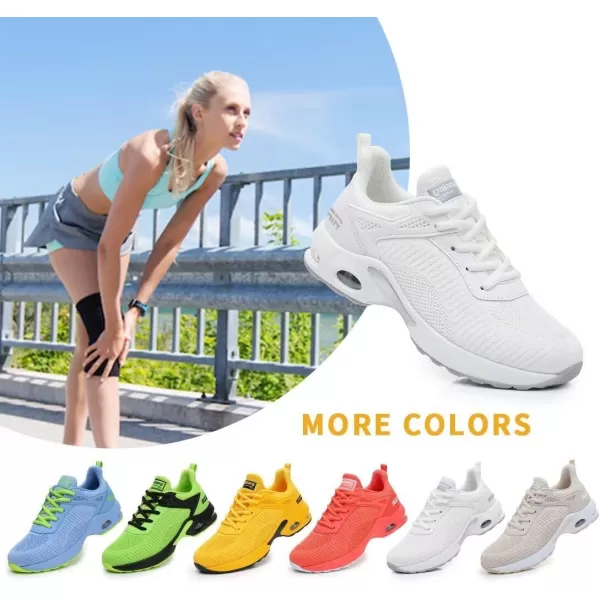 Akk Women Sneakers Running Shoes  Air Athletic Running Shoes Women Walking Tennis Shoes Air Cushion Shoes for Workout Gym Casual SportsBwhite