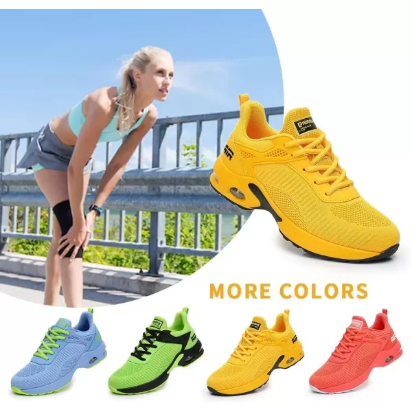 Akk Women Sneakers Running Shoes  Air Athletic Running Shoes Women Walking Tennis Shoes Air Cushion Shoes for Workout Gym Casual SportsIyellow