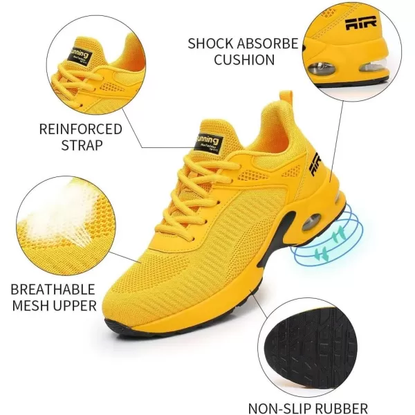 Akk Women Sneakers Running Shoes  Air Athletic Running Shoes Women Walking Tennis Shoes Air Cushion Shoes for Workout Gym Casual SportsIyellow