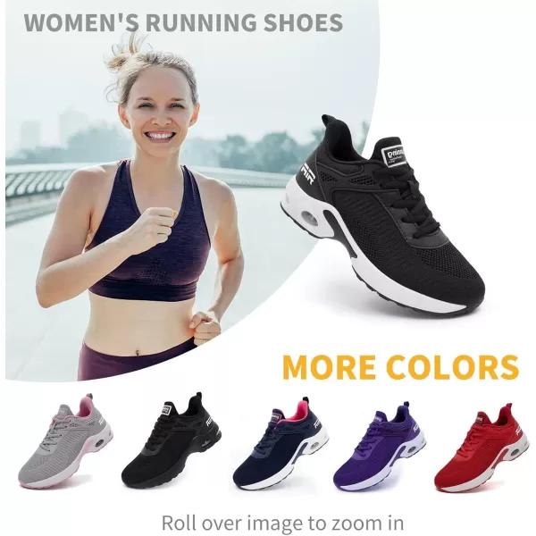 Akk Women Sneakers Running Shoes  Air Athletic Running Shoes Women Walking Tennis Shoes Air Cushion Shoes for Workout Gym Casual SportsJblackwhite