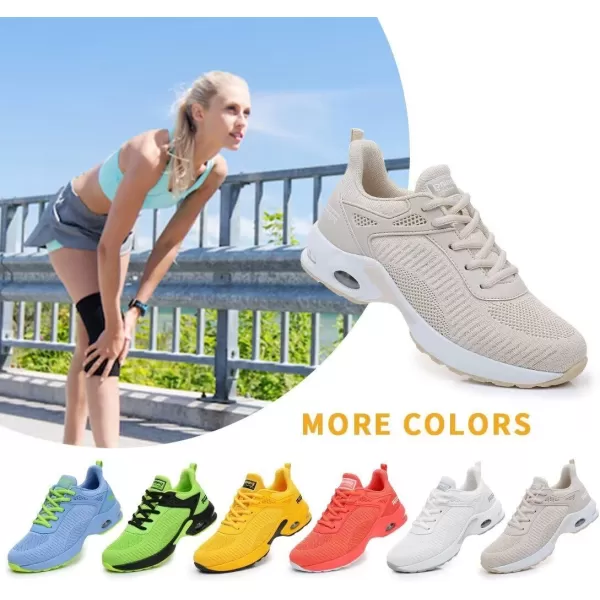 Akk Women Sneakers Running Shoes  Air Athletic Running Shoes Women Walking Tennis Shoes Air Cushion Shoes for Workout Gym Casual SportsKbeige