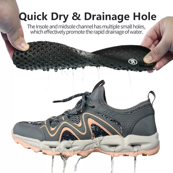 Akk Womens Hiking Water Shoes  MultiPurpose Quick Dry Sneakers Non Slip ampamp Lightweight ampamp Breathable for Outdoor Sport Travel Walking Tour Swim BeachPink