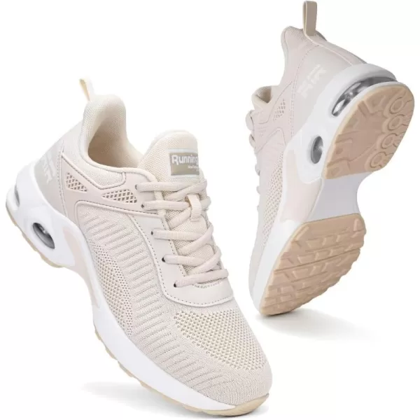 Akk Women Sneakers Running Shoes  Air Athletic Running Shoes Women Walking Tennis Shoes Air Cushion Shoes for Workout Gym Casual SportsKbeige