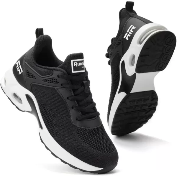 Women Sneakers Running Shoes  Air Athletic Running Shoes Women Walking Tennis Shoes Air Cushion Shoes for Workout Gym Casual SportsJblackwhite