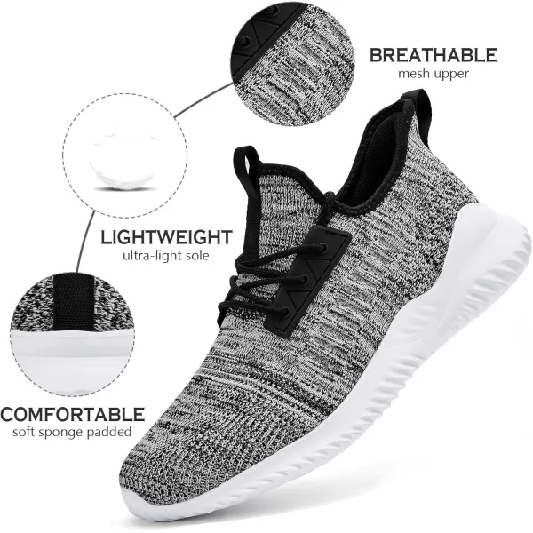 imageAkk Running Shoes for Men Sneakers  Lightweight Comfy Casual Memory Foam Workout Shoes for Walking Tennis Indoor Outdoor Mixblack Size 12