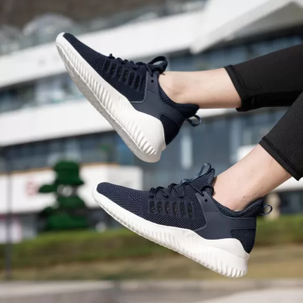 imageAkk Womens Sneakers Tennis Shoes  Walking Running Comfort Lightweight Slip on Sport Nursing Casual Fashion Shoes for Ladies Navy Size 8