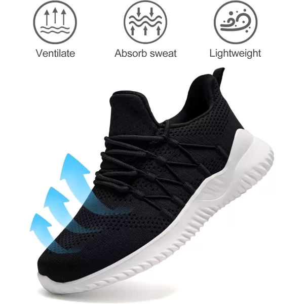 imageAkk Black Womens Workout Shoes Memory Foam Walking Lightweight Comfortable Sports Gym Jogging Sneakers US 8EU 39