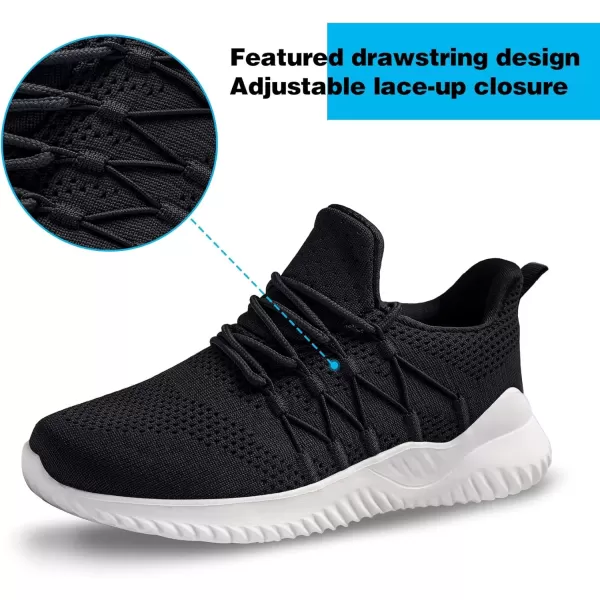 imageAkk Black Womens Workout Shoes Memory Foam Walking Lightweight Comfortable Sports Gym Jogging Sneakers US 8EU 39