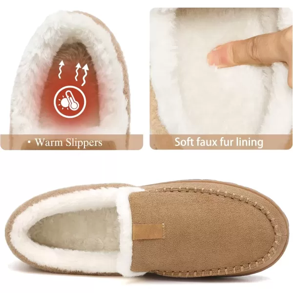 imageAkk Men Moccasin Slippers Warm Winter Bedroom House Fluffy Fuzzy Plush Slippers Size 10 US Men Brown Coffee