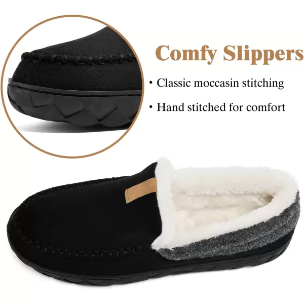 imageAkk Mens Outdoor Slippers Moccasins for Men Warm Winter Bedroom Fuzzy Fluffy Indoor Outdoor Size 11 US Men Black