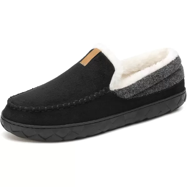 imageAkk Mens Outdoor Slippers Moccasins for Men Warm Winter Bedroom Fuzzy Fluffy Indoor Outdoor Size 11 US Men Black