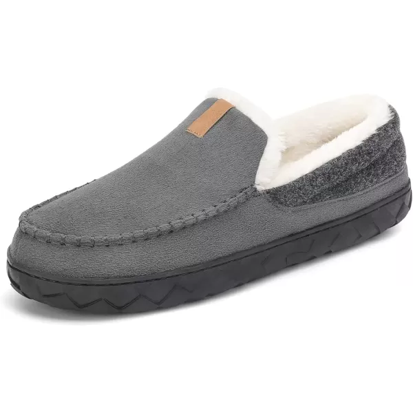 imageAkk Mens Outdoor Slippers Moccasins for Men Warm Winter Bedroom Fuzzy Fluffy Indoor Outdoor Size 11 US Men Grey