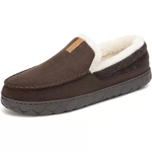 imageAkk Mens Winter Bedroom Fuzzy Slippers Moccasins for Men Warm House Outdoor Shoes Size 11 US Men Mocha