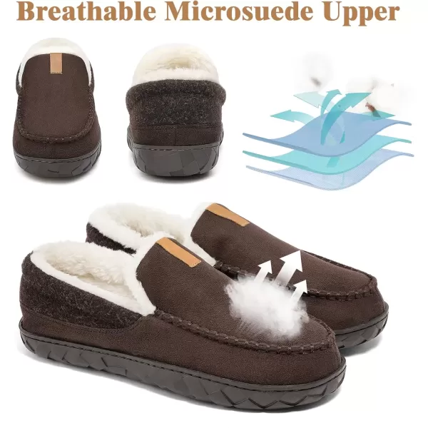 imageAkk Mens Winter Bedroom Fuzzy Slippers Moccasins for Men Warm House Outdoor Shoes Size 11 US Men Mocha