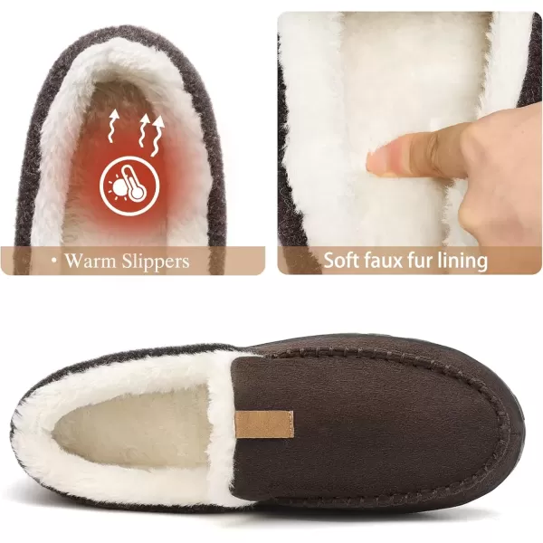 imageAkk Mens Winter Bedroom Fuzzy Slippers Moccasins for Men Warm House Outdoor Shoes Size 11 US Men Mocha