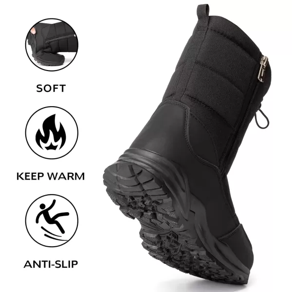 imageAkk Mens Winter Snow Boots Fur Warm Waterproof MidCalf Slip On Outdoor Athletic Black Zipper Size 95