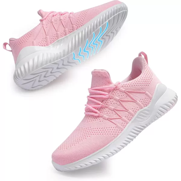 imageAkk Womens Sneakers Walking Shoes  Slip On Tennis Sneaker Non Slip Gym Work Lightweight Casual Shoes Pink US 8EU 39