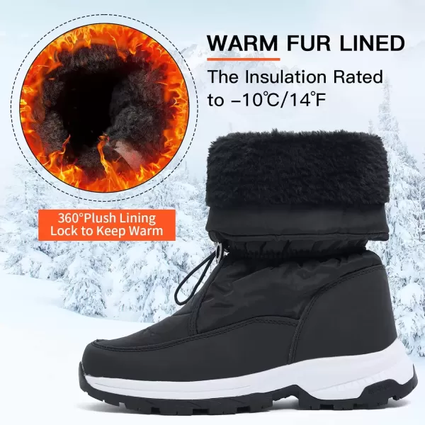 imageAkk Womens Winter Snow Boots Fur Lined Frosty WaterResistant Warm Durable Shoes BlackWhite Size 10