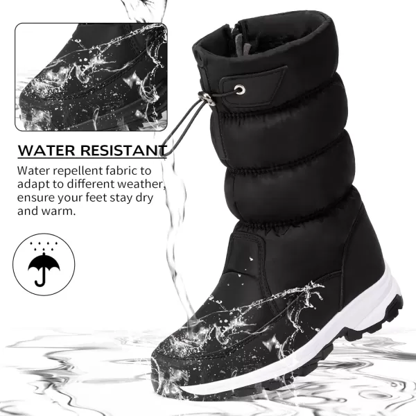 imageAkk Womens Winter Snow Boots Fur Lined Frosty WaterResistant Warm Durable Shoes BlackWhite Size 10