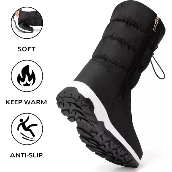 imageAkk Womens Winter Snow Boots Fur Lined Frosty WaterResistant Warm Durable Shoes BlackWhite Size 10