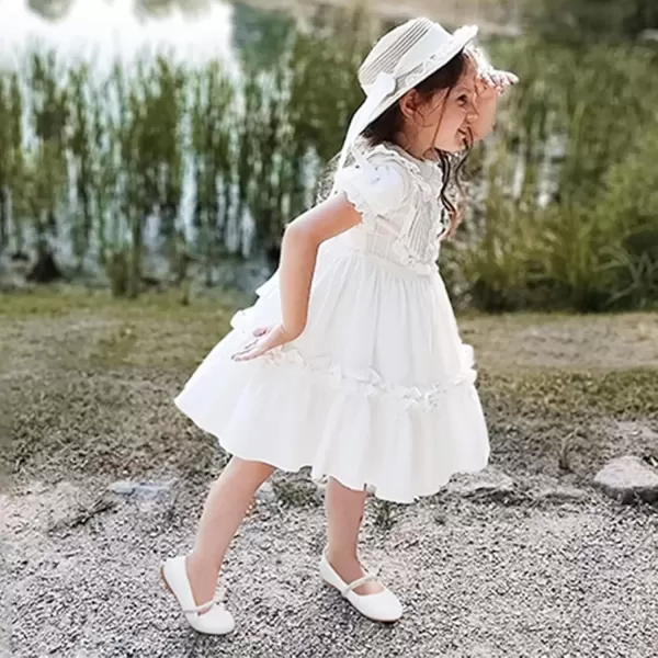 imageWhite Shoes for Girls Mary Janes Dress Flats Glitter School Uniform Ballet Flower Girl Shoe White Matte Little Kid Size 3