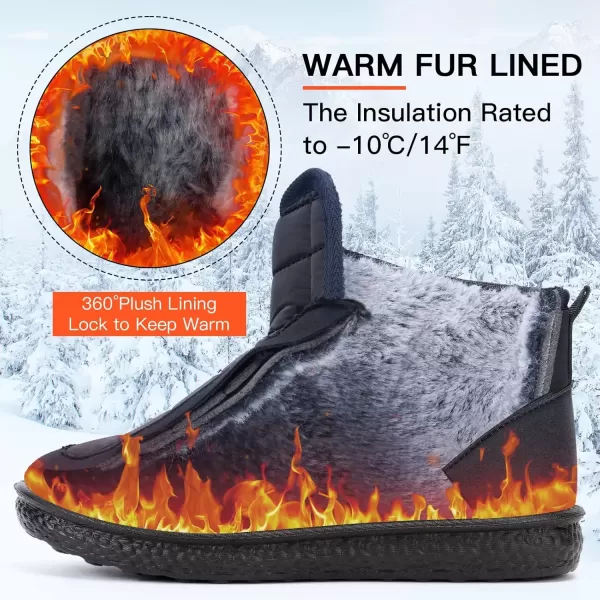 imageWomens Snow Boots Fur Warm Ankle Booties Waterproof Comfortable Slip On Outdoor Winter Shoes Size 7 Navy