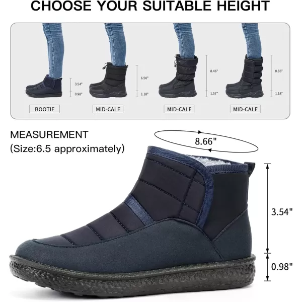 imageWomens Snow Boots Fur Warm Ankle Booties Waterproof Comfortable Slip On Outdoor Winter Shoes Size 7 Navy