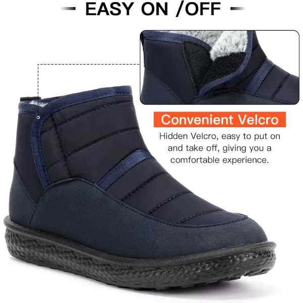 imageWomens Snow Boots Fur Warm Ankle Booties Waterproof Comfortable Slip On Outdoor Winter Shoes Size 7 Navy