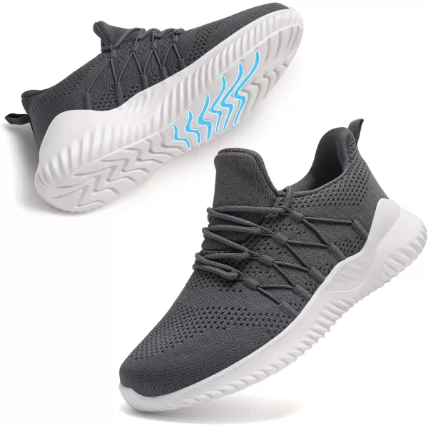 imageAkk Walking Shoes Women Sneakers  Slip on Memory Foam Running Tennis Shoes for Workout Gym Fashion Athletic Sneakers Darkgray Size 75w