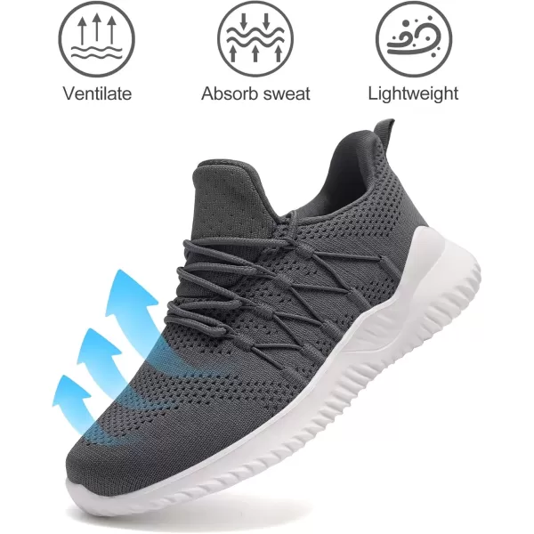 imageAkk Walking Shoes Women Sneakers  Slip on Memory Foam Running Tennis Shoes for Workout Gym Fashion Athletic Sneakers Darkgray Size 75w