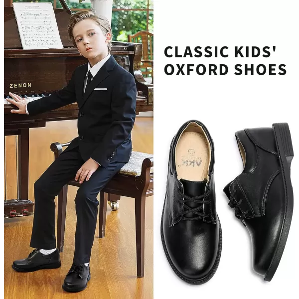 imageBoys Kids Black Dress Shoes Oxford Formal LaceUp School Uniform Comfort Shoe Black Matte Little Kid Size 3