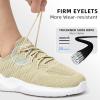 imageWomens Walking Tennis Shoes  Slip On Memory Foam Lightweight Casual Sneakers for Gym Travel WorkKhaki