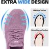 imageWomens Walking Tennis Shoes  Slip On Memory Foam Lightweight Casual Sneakers for Gym Travel WorkWidepurple028