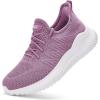 imageWomens Walking Tennis Shoes  Slip On Memory Foam Lightweight Casual Sneakers for Gym Travel WorkWidepurple028