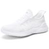 imageWomens Walking Tennis Shoes  Slip On Memory Foam Lightweight Casual Sneakers for Gym Travel WorkWidewhite