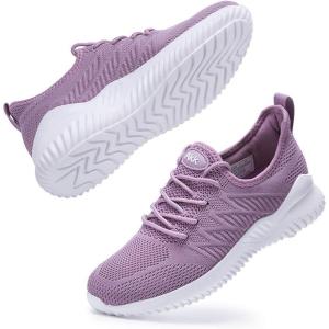 imageWomens Walking Tennis Shoes  Slip On Memory Foam Lightweight Casual Sneakers for Gym Travel WorkWidepurple