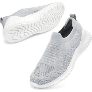 imageAkk Walking Shoes for Women  Slip on Memory Foam Lightweight SneakersB Lightgray