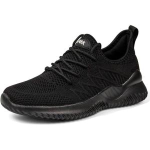 imageAkk Womens Walking Tennis Shoes  Slip On Memory Foam Lightweight Casual Sneakers for Gym Travel WorkAllblack