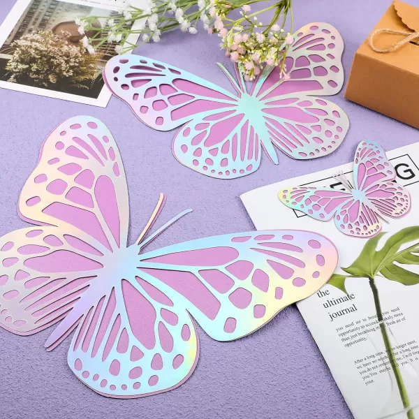 Geosar 20 Pcs 3D Large Butterfly Party Decoration 2 Layer Giant Paper Butterfly Stickers Big Butterfly Wall Decoration Set Large Butterfly for Birthday Baby Shower Nursery Royal BlueLight BluePurple  Dazzling Silver