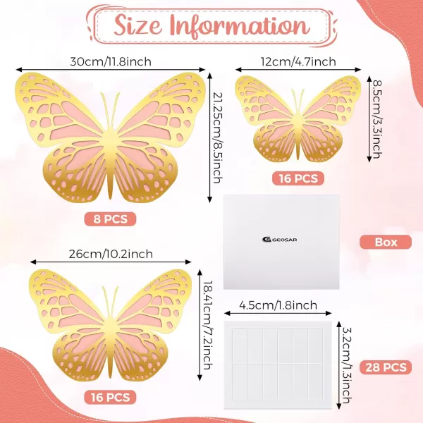 Geosar 20 Pcs 3D Large Butterfly Party Decoration 2 Layer Giant Paper Butterfly Stickers Big Butterfly Wall Decoration Set Large Butterfly for Birthday Baby Shower Nursery Royal BlueLight BlueGold  Pink