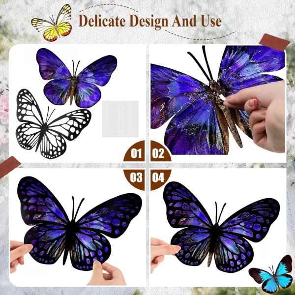 Geosar 20 Pcs 3D Large Butterfly Party Decoration 2 Layer Giant Paper Butterfly Stickers Big Butterfly Wall Decoration Set Large Butterfly for Birthday Baby Shower Nursery Royal BlueLight BlueDark Color