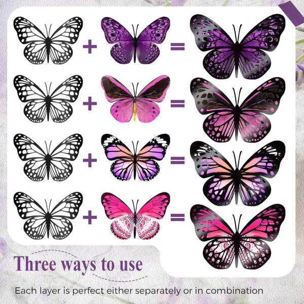 Geosar 20 Pcs 3D Large Butterfly Party Decoration 2 Layer Giant Paper Butterfly Stickers Big Butterfly Wall Decoration Set Large Butterfly for Birthday Baby Shower Nursery Royal BlueLight BluePurple rose Red