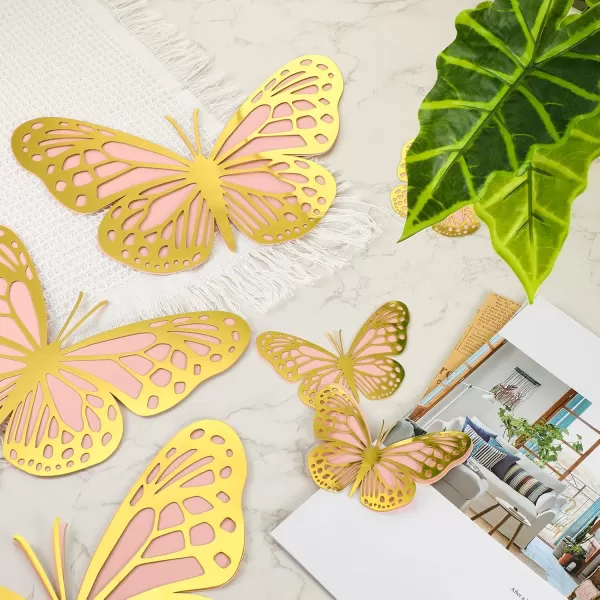 Geosar 20 Pcs 3D Large Butterfly Party Decoration 2 Layer Giant Paper Butterfly Stickers Big Butterfly Wall Decoration Set Large Butterfly for Birthday Baby Shower Nursery Royal BlueLight BlueGold  Pink