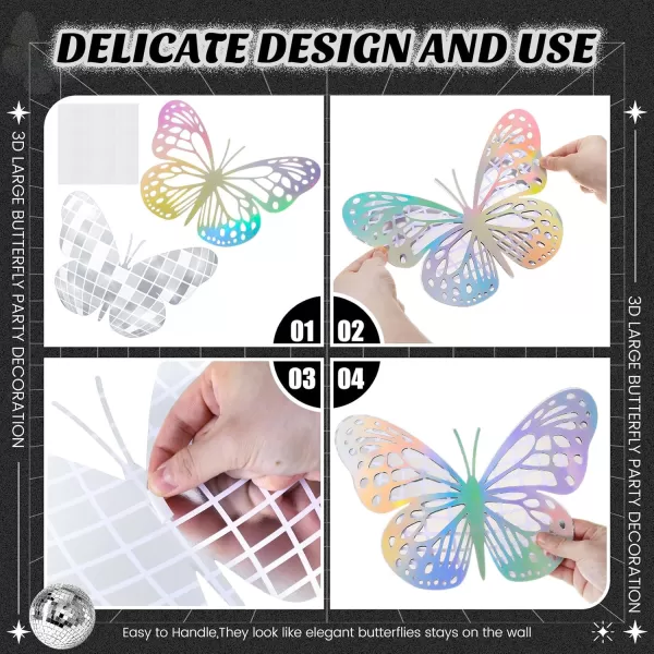 Geosar 20 Pcs 3D Large Butterfly Party Decoration 2 Layer Giant Paper Butterfly Stickers Big Butterfly Wall Decoration Set Large Butterfly for Birthday Baby Shower Nursery Royal BlueLight BlueSilver