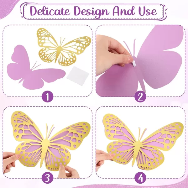 Geosar 20 Pcs 3D Large Butterfly Party Decoration 2 Layer Giant Paper Butterfly Stickers Big Butterfly Wall Decoration Set Large Butterfly for Birthday Baby Shower Nursery Royal BlueLight BlueGold  Purple