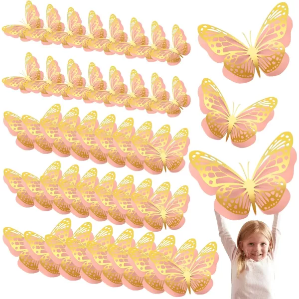 Geosar 20 Pcs 3D Large Butterfly Party Decoration 2 Layer Giant Paper Butterfly Stickers Big Butterfly Wall Decoration Set Large Butterfly for Birthday Baby Shower Nursery Royal BlueLight BlueGold  Pink