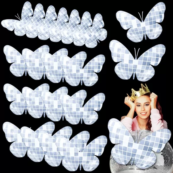 Geosar 20 Pcs 3D Large Butterfly Party Decoration 2 Layer Giant Paper Butterfly Stickers Big Butterfly Wall Decoration Set Large Butterfly for Birthday Baby Shower Nursery Royal BlueLight BlueSilver