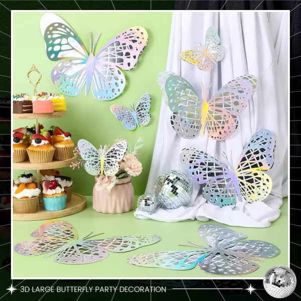 Geosar 20 Pcs 3D Large Butterfly Party Decoration 2 Layer Giant Paper Butterfly Stickers Big Butterfly Wall Decoration Set Large Butterfly for Birthday Baby Shower Nursery Royal BlueLight BlueSilver