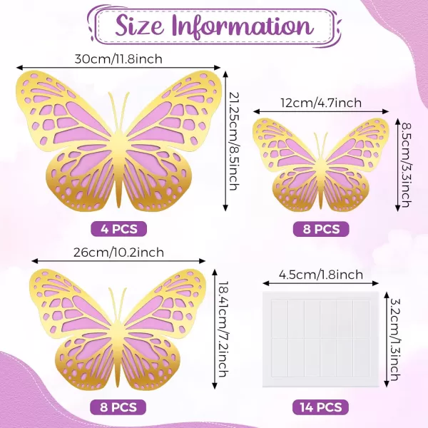 Geosar 20 Pcs 3D Large Butterfly Party Decoration 2 Layer Giant Paper Butterfly Stickers Big Butterfly Wall Decoration Set Large Butterfly for Birthday Baby Shower Nursery Royal BlueLight BlueGold  Purple