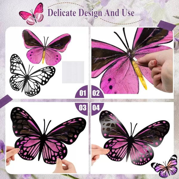 Geosar 20 Pcs 3D Large Butterfly Party Decoration 2 Layer Giant Paper Butterfly Stickers Big Butterfly Wall Decoration Set Large Butterfly for Birthday Baby Shower Nursery Royal BlueLight BluePurple rose Red